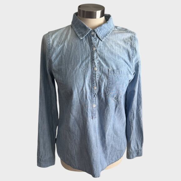 GAP Outlet XS Blue Chambray Button Pullover Shirt - Picture 1 of 8